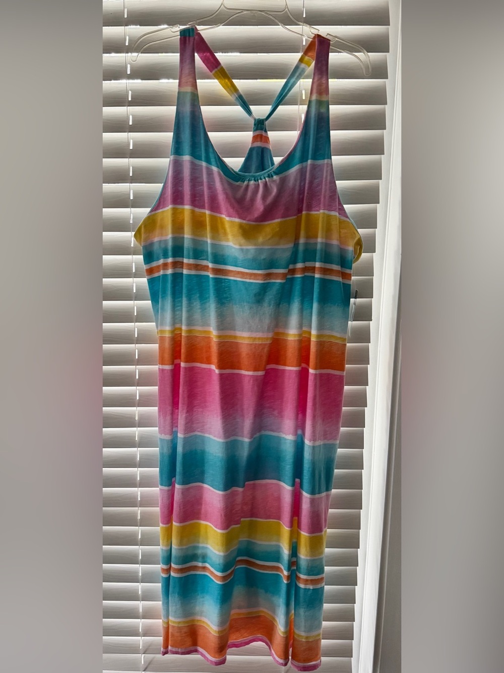 Ralph Lauren Striped Racerback Tank Dress /CoverUp w/ built-in bra sz XxL New - Picture 2 of 10